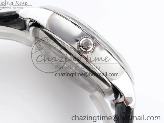 1218 TopPick De Ville Date SS MKF 1:1 Best Edition Black Dial Roman Marker on Black Leather Strap A 7743